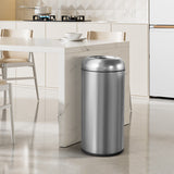 Load image into Gallery viewer, Beamnova Silver Kitchen Trash Can with Lid Open Top,Commercial Stainless Steel Trash Can For Cafe restaurant Mall Hotel