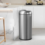 Load image into Gallery viewer, Beamnova Silver Kitchen Trash Can with Lid Open Top,Commercial Stainless Steel Trash Can For Cafe restaurant Mall Hotel