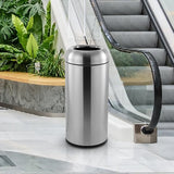 Load image into Gallery viewer, Beamnova Large Silver Stainless Steel Outcdoor Trash Can for Courtyard Park Hotel Lobby