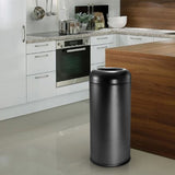 Load image into Gallery viewer, BEAMNOVA Commercial Trash Can Open Top, 60L Large Capacity Black Stainless Steel Trash Can