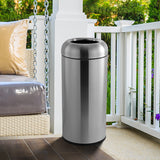 Load image into Gallery viewer, Beamnova Large Silver Stainless Steel Outcdoor Trash Can for Courtyard Park Hotel Lobby