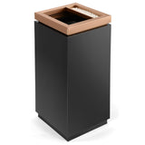 Load image into Gallery viewer, Beamnova 13 Gallon Black &amp; Rose Gold Open Top Square Stainless Steel Commercial Outdoor Trash Can with ashtray, removable Inner Bucket Metal Garbage Can with Lid