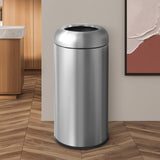 Load image into Gallery viewer, Beamnova Silver Kitchen Trash Can with Lid Open Top,Commercial Stainless Steel Trash Can For Cafe restaurant Mall Hotel