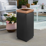 Load image into Gallery viewer, Beamnova 13 Gallon Black &amp; Rose Gold Open Top Square Stainless Steel Commercial Outdoor Trash Can with ashtray, removable Inner Bucket Metal Garbage Can with Lid