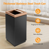 Load image into Gallery viewer, Beamnova 13 Gallon Black &amp; Rose Gold Open Top Square Stainless Steel Commercial Outdoor Trash Can with ashtray, removable Inner Bucket Metal Garbage Can with Lid