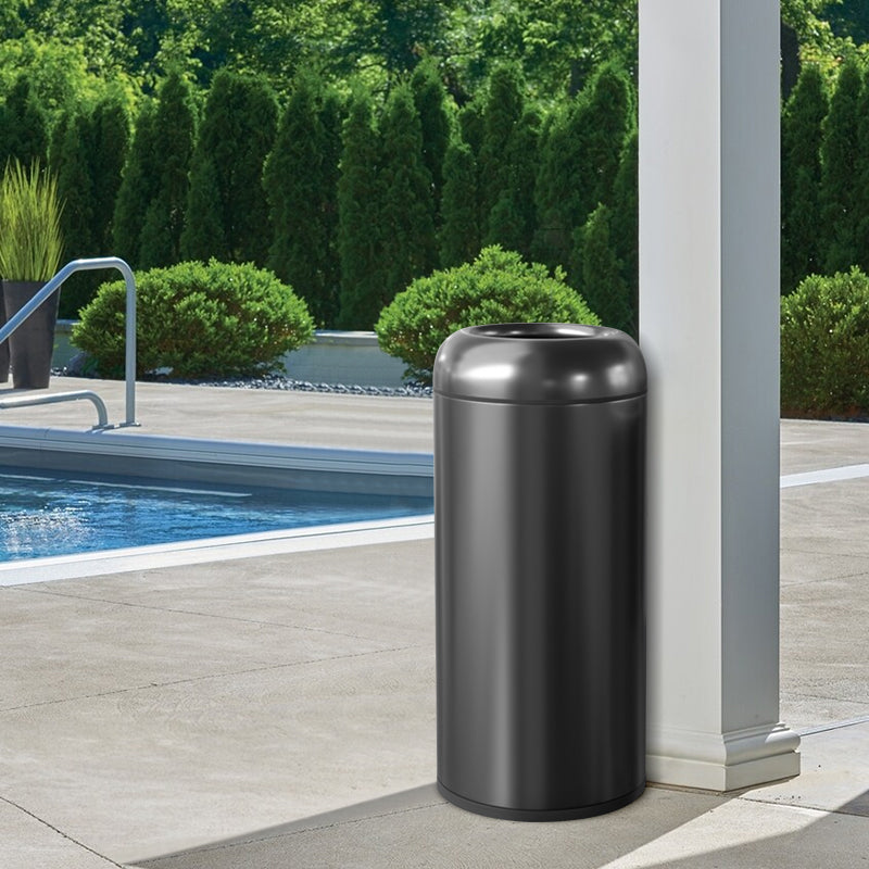 BEAMNOVA Outdoor Trash Can with Lid Black Stainless Steel Commercial  Garbage Enclosure Yard Garage Inside Barrel Industrial Garbage Can Heavy  Duty