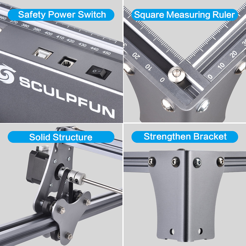 SCULPFUN S9 Laser Engraver Cutting Machine 5.5W 90W Effect High Precision  CNC Laser Engraving 410x420mm Engraving Area 