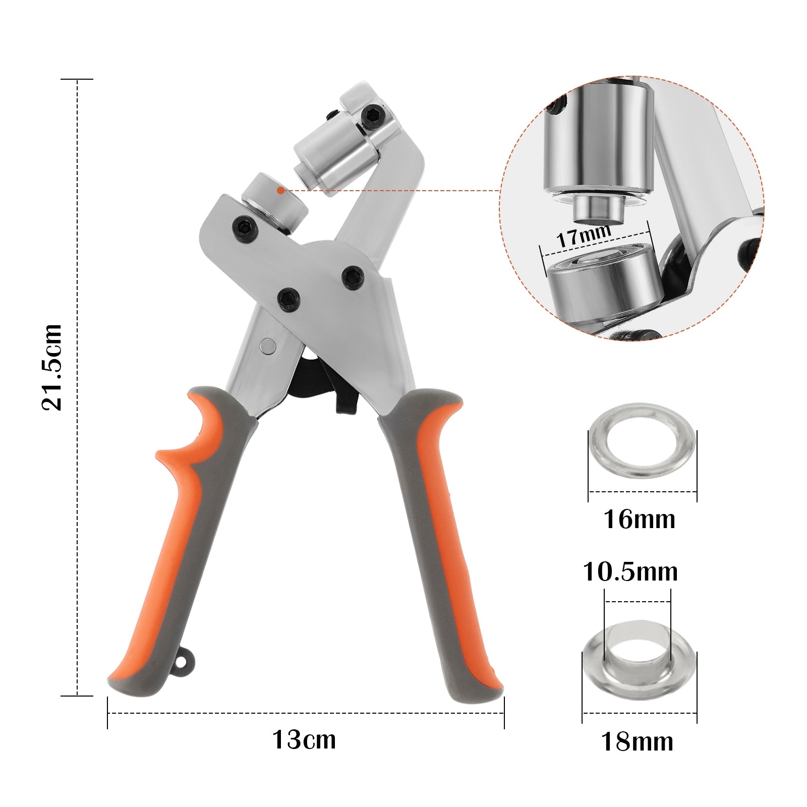 Grommet Tool Kit 2, 3, 4, 5, 7 MM Eyelet Setting Tool Grommet Setter Hole  Punch Cutter & Pack of 100 Grommets model No.2 