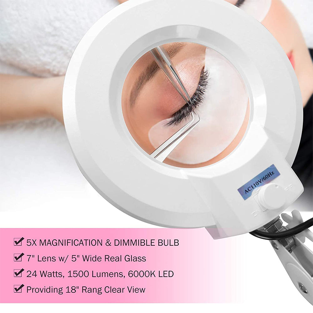 Lighted Magnifying Glass with Light, Stand LED Magnifying Lamp with Wh
